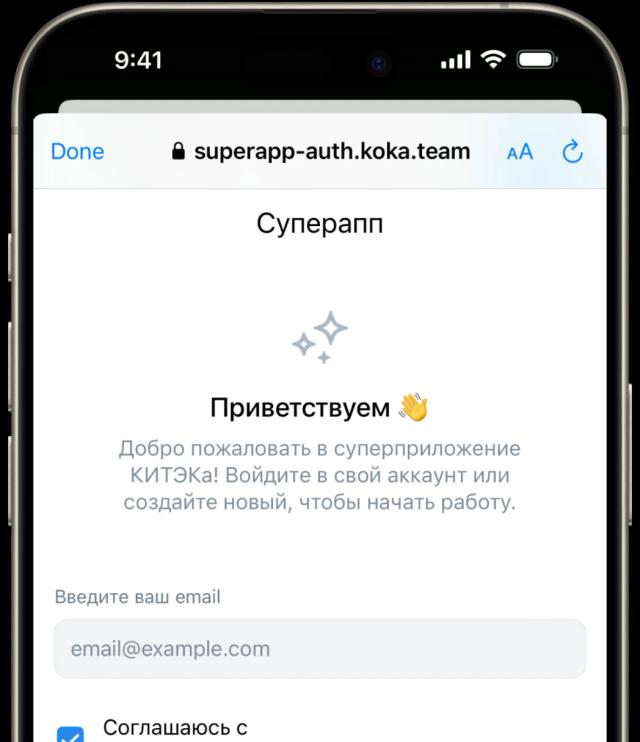 Экран iPhone с авторизацией